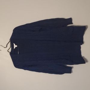 Women's Time and Tru navy cable knit open front cardigan.